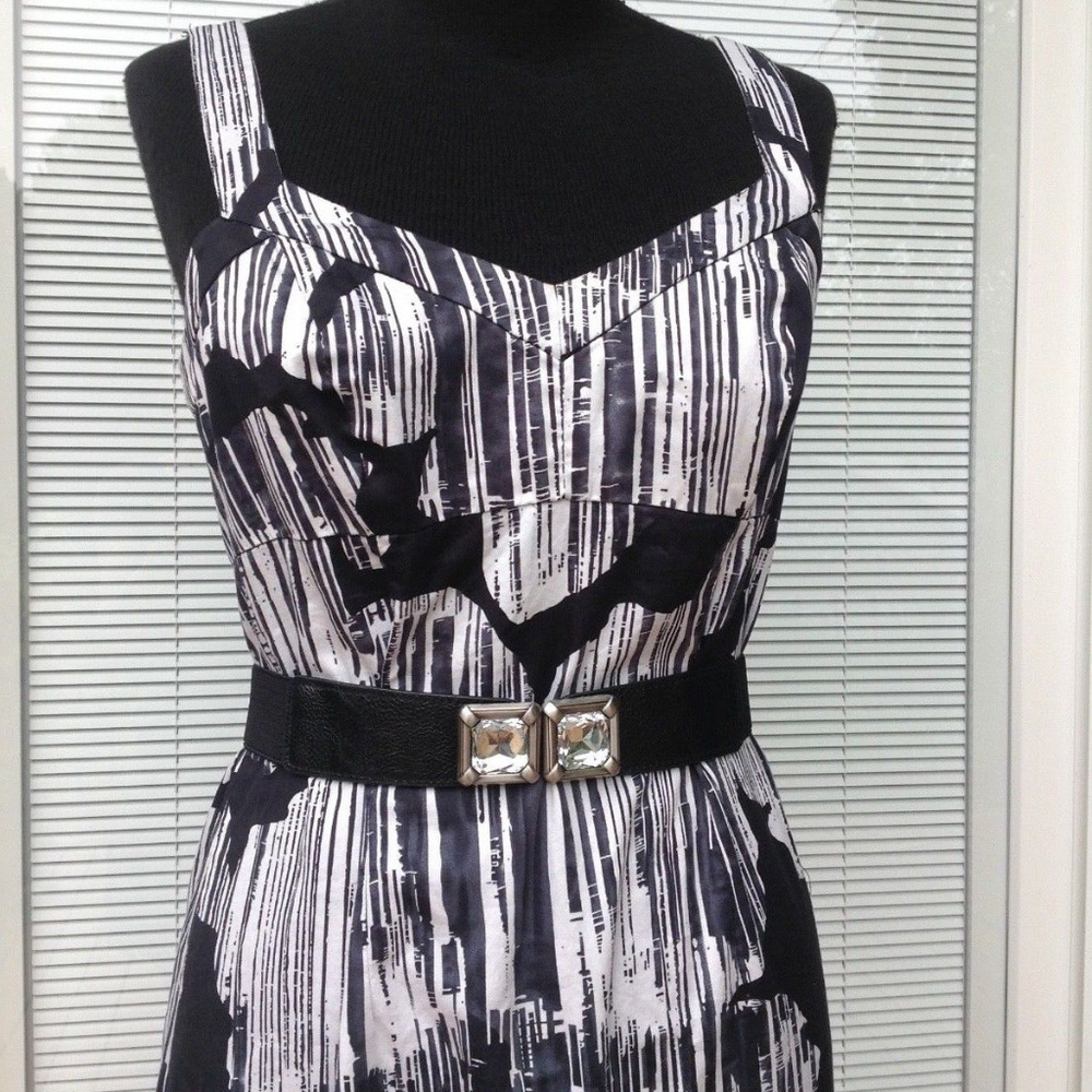 cotton spaghetti straps dress black white EUC
